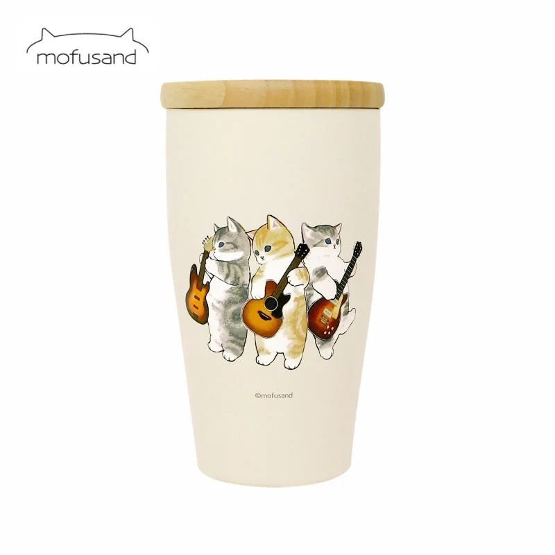 mofusand | Stainless Steel Tumbler with Wooden Lid 350ml - Pack a Dilly Japan #