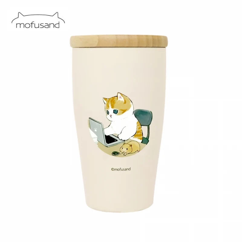 mofusand | Stainless Steel Tumbler with Wooden Lid 350ml - Pack a Dilly Japan #